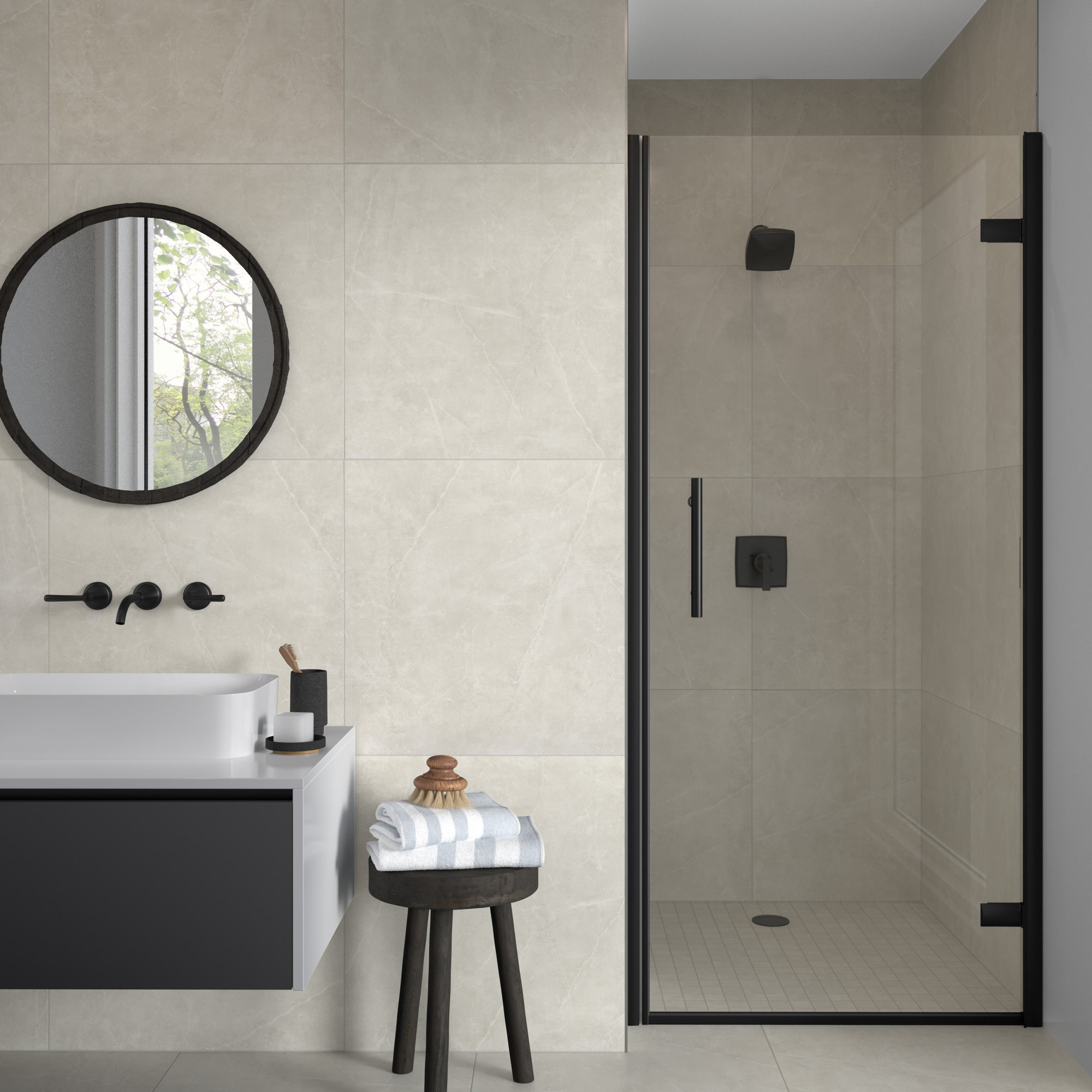Sterlina II Asphalt 24 in. x 24 in. Matte Porcelain Floor and Wall Tile (15.5 sq. ft./Case), Silver