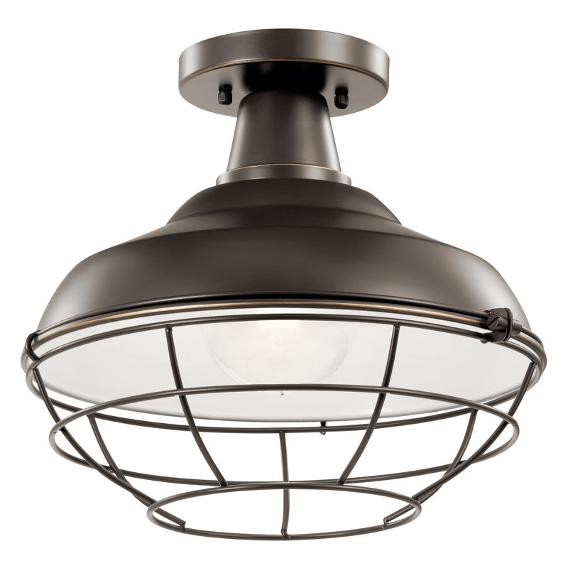 Luminaire suspendu d'extérieur Helmtrud / semi-encastré 1Lt, H 47 po x l 12,5 po x P 12,5 po, Bronze vieilli