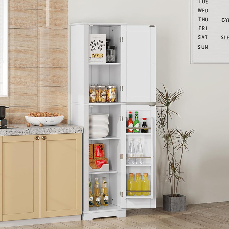 Ailleen 63.78'' Kitchen Pantry ,Narrow Tall Cabinet with 6 Storage Shelves and 3 Door Shelves