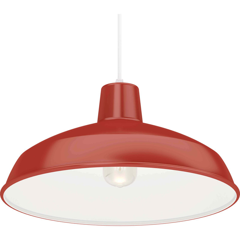 Luminaire suspendu suspendu 1 lumière d'intérieur en forme de bol de ferme inversé rouge 1 lumière, Rouge