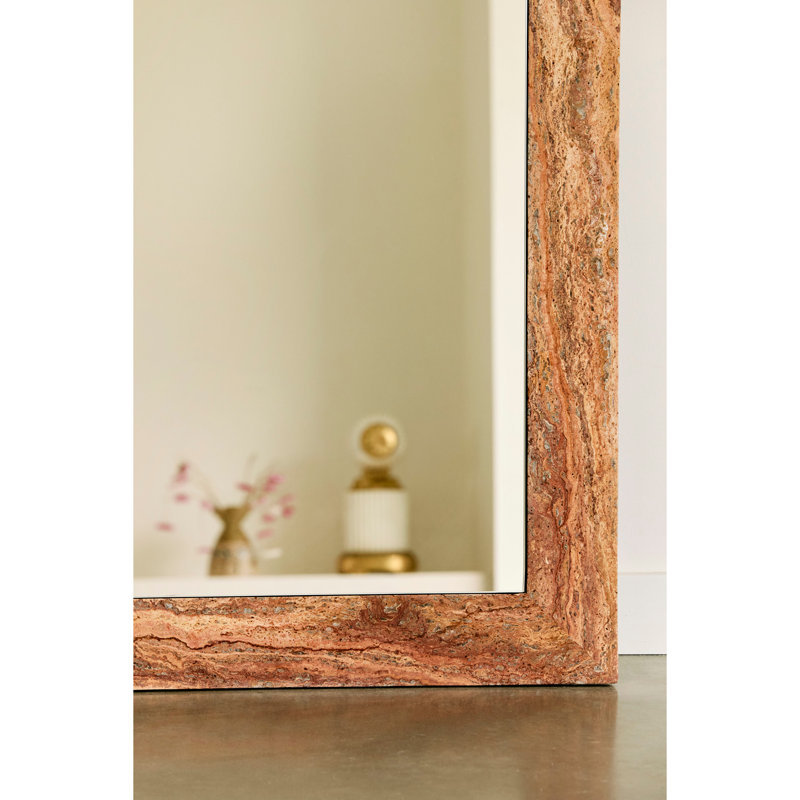 Zehra 35 in. x 75 in. Natural Stone Marble Arch Framed Mirror