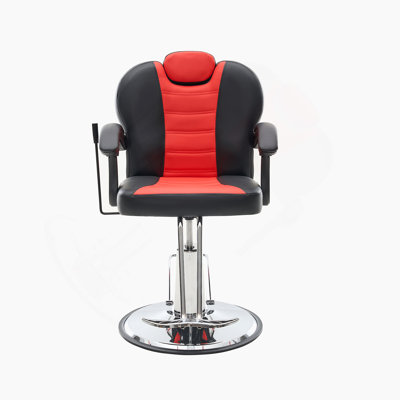 Fauteuil de coiffeur inclinable 90 ° à 150 ° pour salon de coiffure, chaise de salon pivotante à pompe hydraulique sur 360 ° pour styliste - noir et rouge