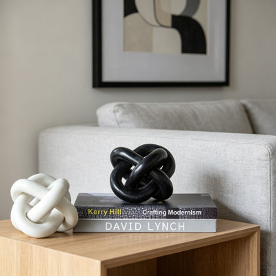 6X6x6" Decorative Marble Chain Sculpture, Black
