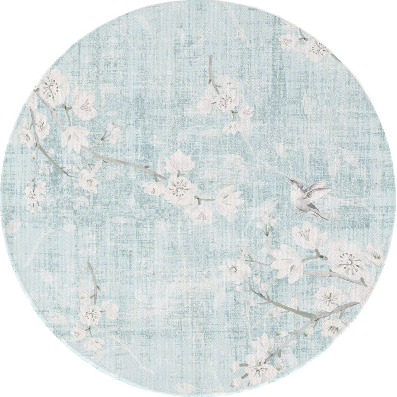Floral Area Rug, Soft Pink, Round 8'