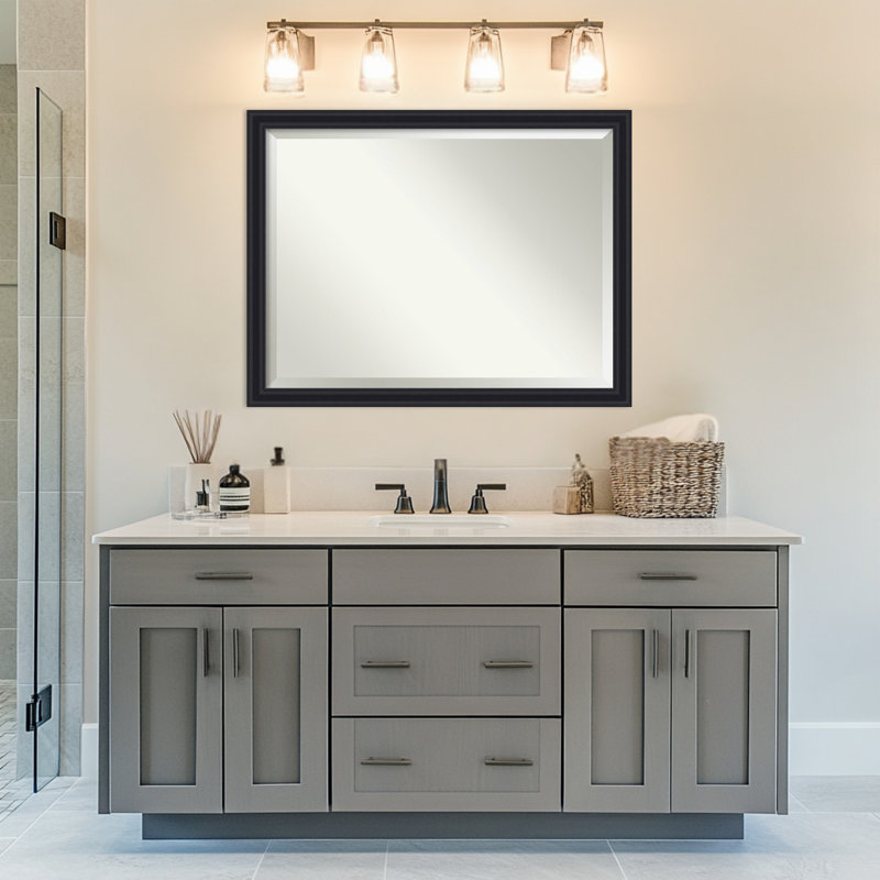 Miroir mural de salle de bain Dalat, Noir, 33,75 po x 43,75 po