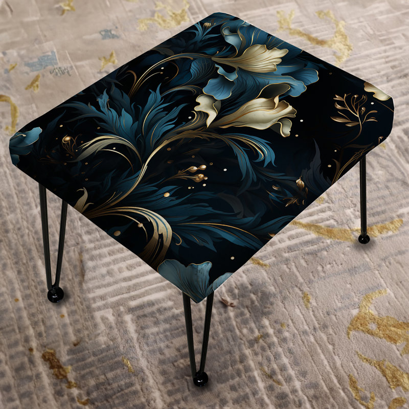Motif Moody à reflets foncés - Repose-pieds rectangulaire floral