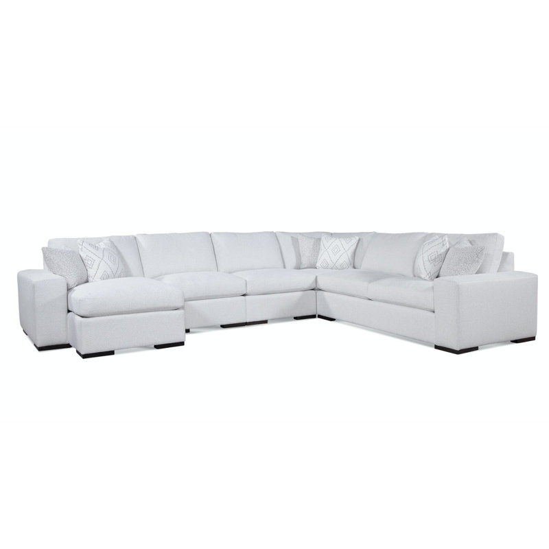 Memphis Sectional, Left Hand Facing, Blue Buffalo Check; 0120-61, Frost White