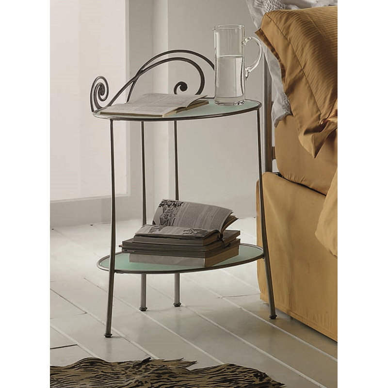 Natoas 51cm W Iron Bedside Table, Right Orientation, Copper Sponged Black