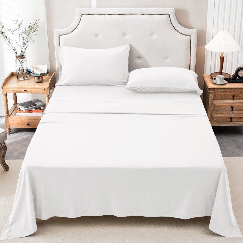100% T-Shirt Cotton Super Soft Comfy Breathable Fits Mattress Up To 20" Extra Deep Pocket, White