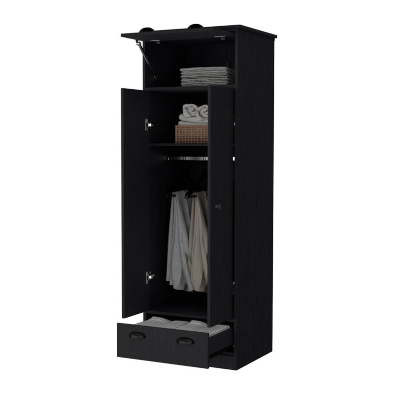 Armoire à double porte et 1 tiroir, Noir