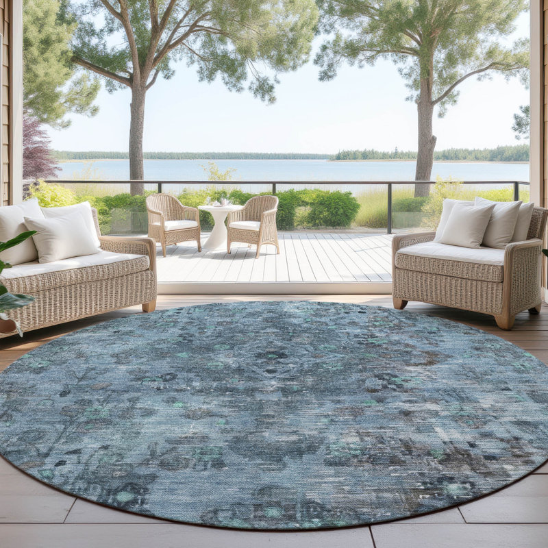 Tapis intérieur / extérieur bleu Blazura, 8 pi x 8 pi