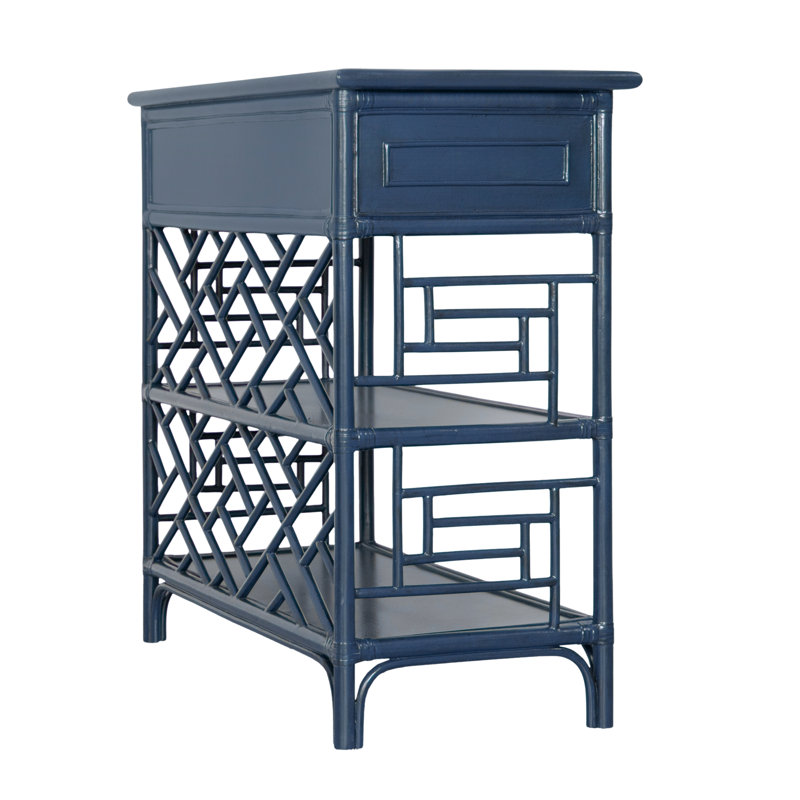 Chippendale End Table, Navy Blue