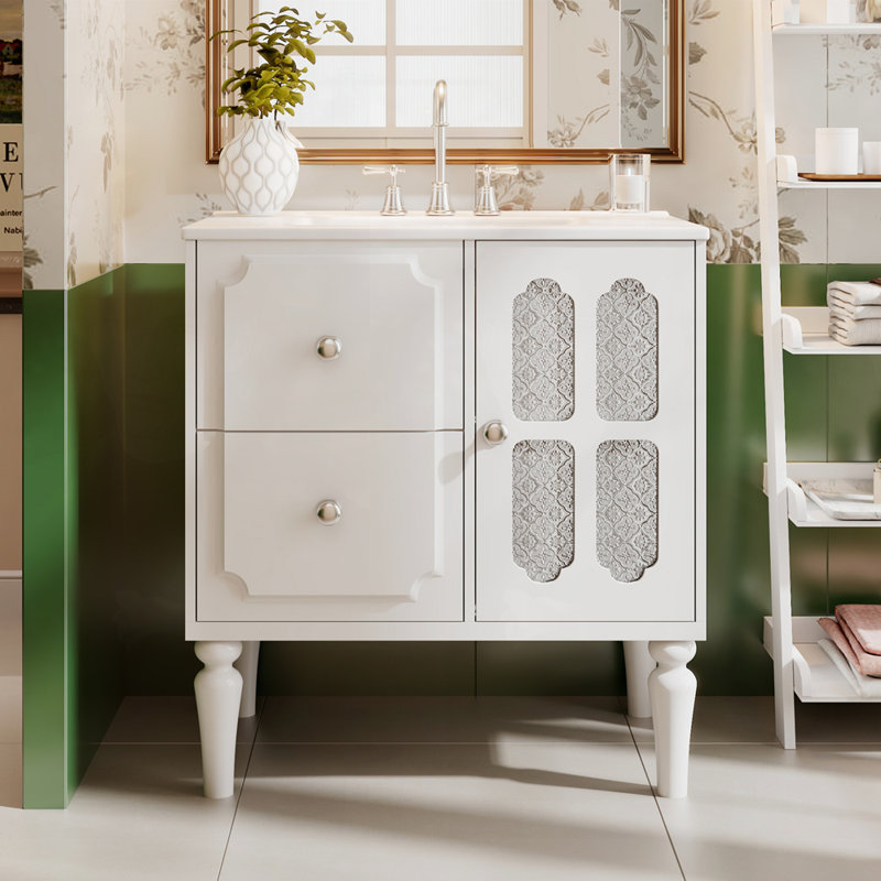 Solid Wood Frame Bathroom Storage Cabinet
