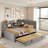 Upholstered Daybed With Trundle, Storage Shelves, Usb & Outlet And Vertical Striped Design-1559910768