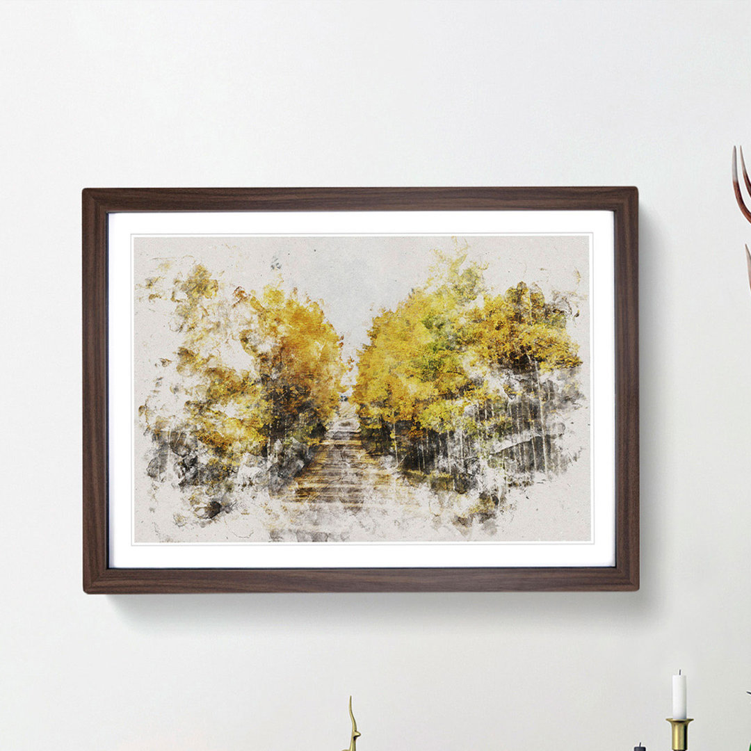 Road Through a Yellow Forest - Picture Frame Painting Print