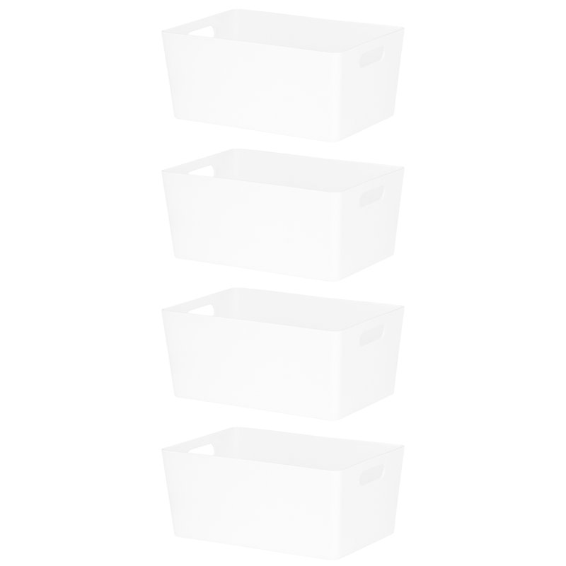 Medium Deep Plastic Basket, White