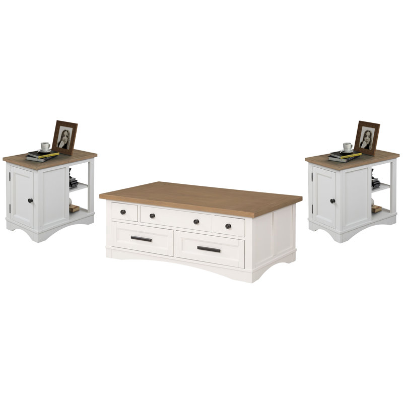 Table basse à plateau relevable avec 2 tables d'appoint Stapleton
