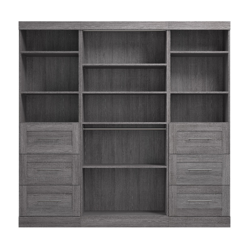 Arlex 86" W Closet Organization System with Drawers, Dark Gray