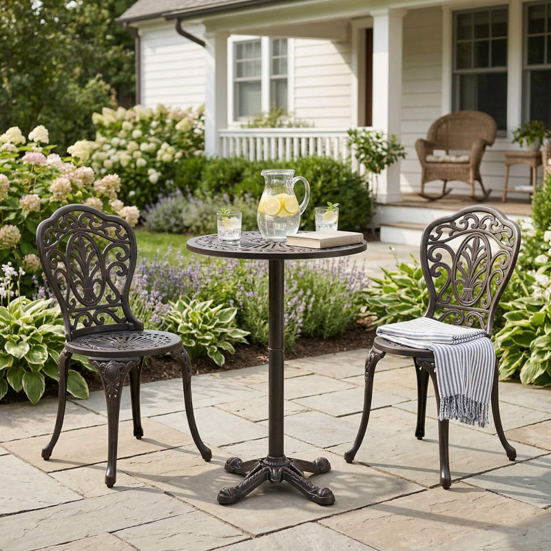 41.5" Round All-Weather Outdoor Patio Bar Height Bistro Table, Rust-Proof Cast Aluminum Frame & Anti-Slip Foot Pads, UV-Resistant Fade-Free Suitable For Garden, Patio