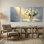 Plantes et fleurs, soleil, roses, vase, reflets, pétales, fond clair, ensemble de 3 impressions sur toile