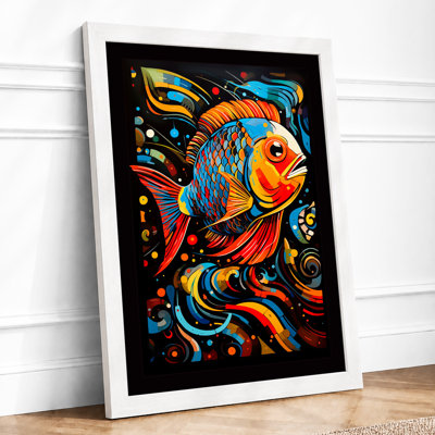 Ornamental Fish Dance Eclectic 1 Piece Single Picture Frame Wall Art