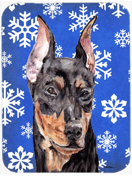 Planche à découper en verre pinscher allemand à allée de vacances Ashlynn, Bleu / Blanc