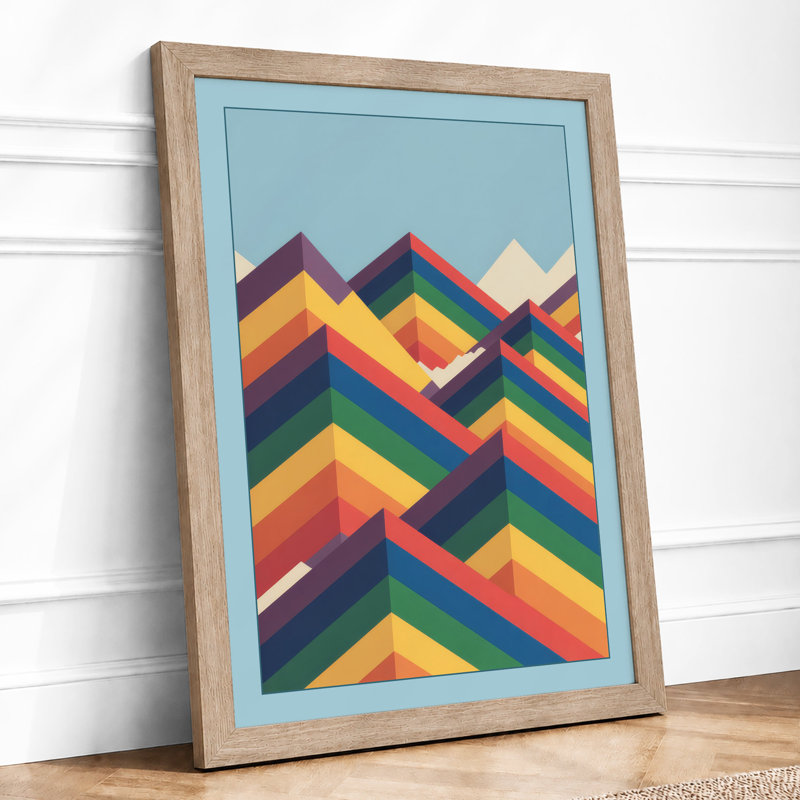 Ascending Chevrons Geometric - Print, A2 - 59.4 x 42.0 cm, Oak