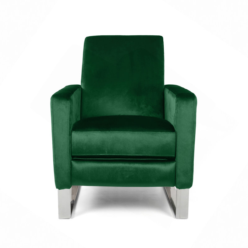 Fauteuil inclinable en métal, Velours émeraude