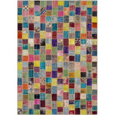 Tapis décoratif en laine de conception unique en laine noué à la main de conception unique 6 pi 8 po x 10 pi 4 po Berendien