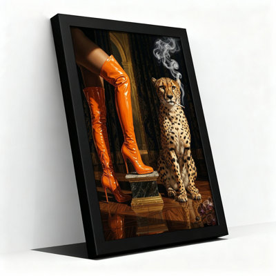 Black Wood Framed，Canvas Wall Art for Living Room, Bedroom, Office or Entryway – Decorative Wall Decor with Cheetah Boots