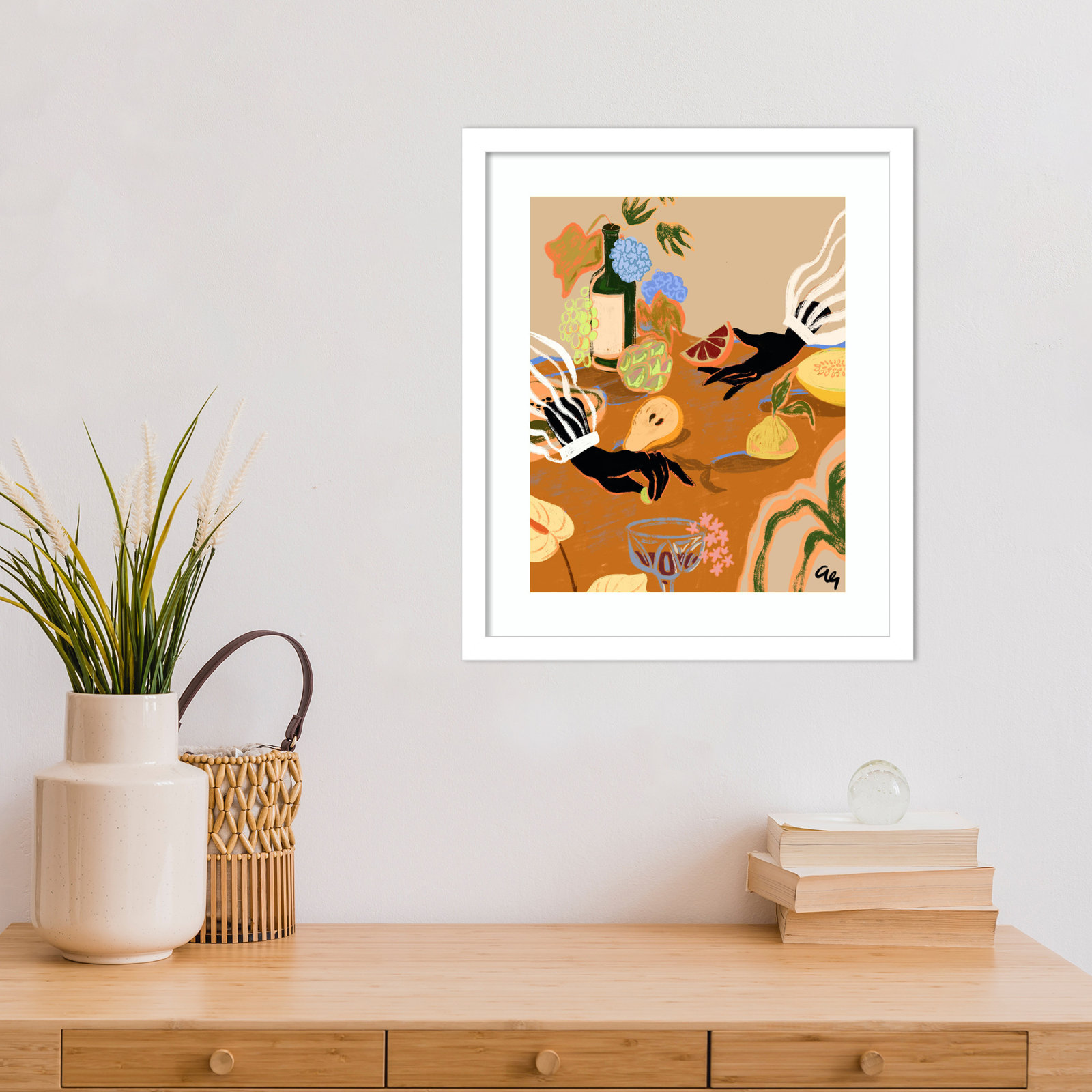 Oberon "Handful of Love (Fruit)" Print, White, 17" H x 15" W