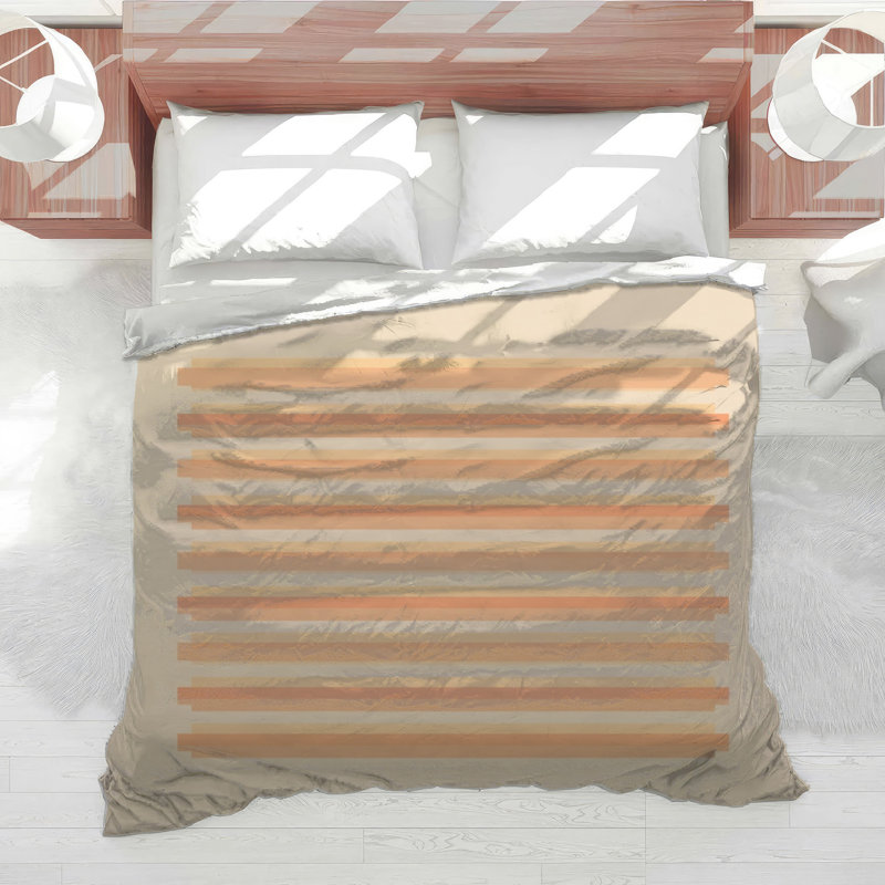 Horizontal Beige Stripes Comforter, Queen