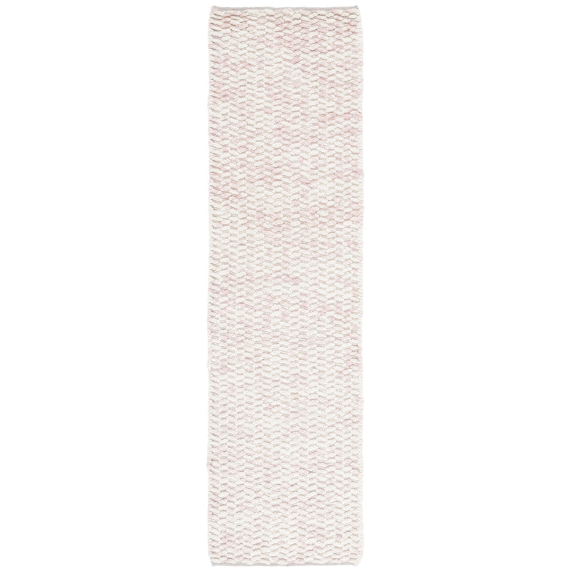 Boud Geometric Hand Loomed Wool/Cotton Area Rug in Pink/Ivory, Runner 2'3" x 8'