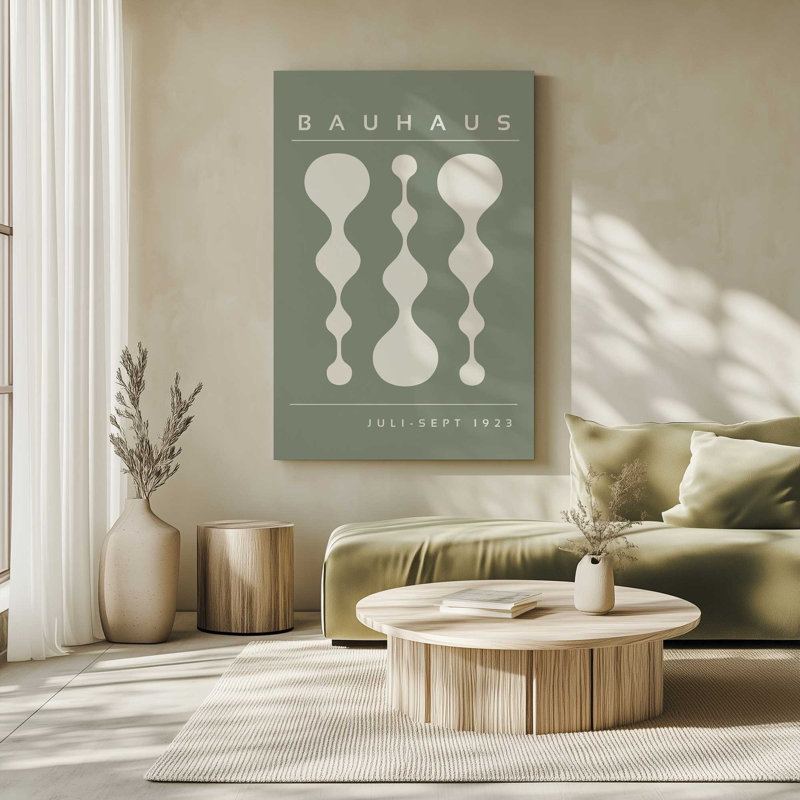 Affiche verte rétro Bauhaus II, H 36 po x l 24 po x P 1,25 po, Toile tendue, Toile tendue