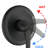 Matte Black Spa Shower System With Drill- Stainless Steel Slide And 7 Function Heads Dual Head Bar Modes