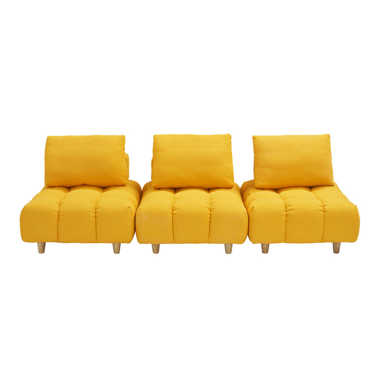 Canapé modulaire 3 pièces Samiur, Jaune, H 29,5 po x L 90 po x l 40,2 po