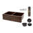 33" Hammered Copper Kitchen Apron 50/50 Double Basin Sink w/ Barrel Strap Design with Matching Drains, and Accessories