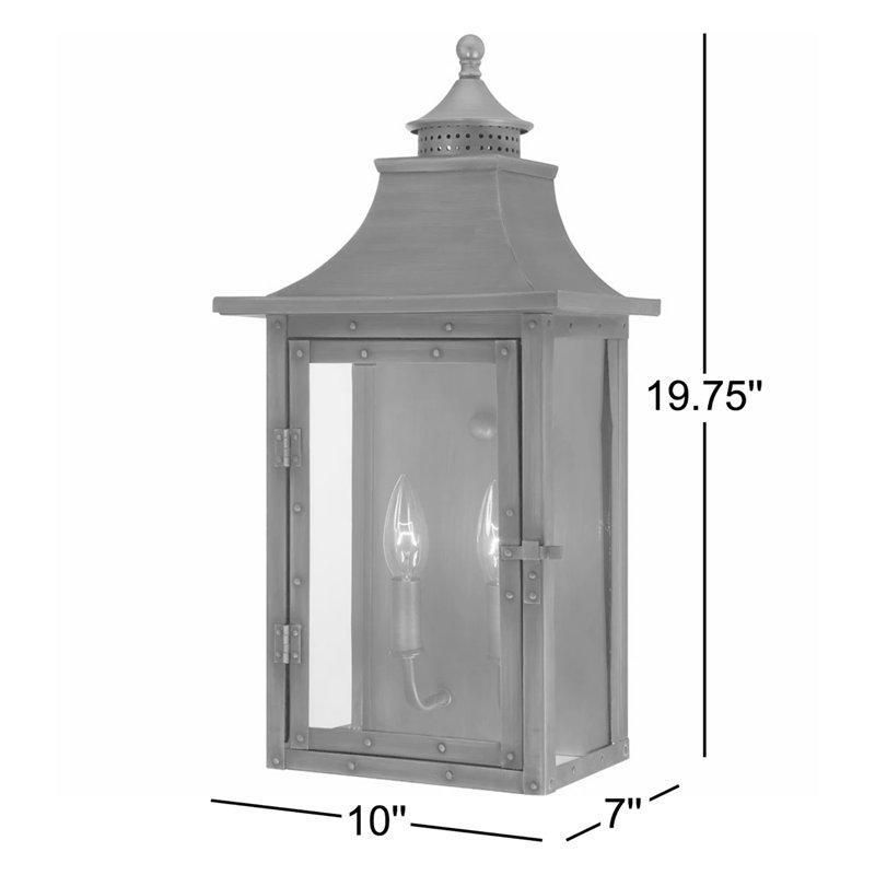 Lanterne murale d'extérieur à 2 ampoules H 19,75 po Dillion, Patine cuivre