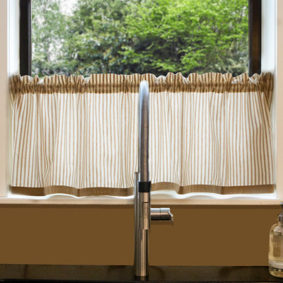 Cesar Cotton Striped Tailored Cafe Curtain