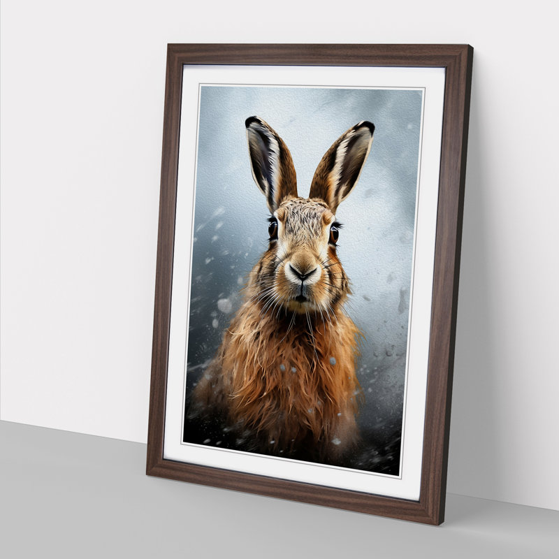 Hare Digital No.2 - Single Picture Frame Print on Wood