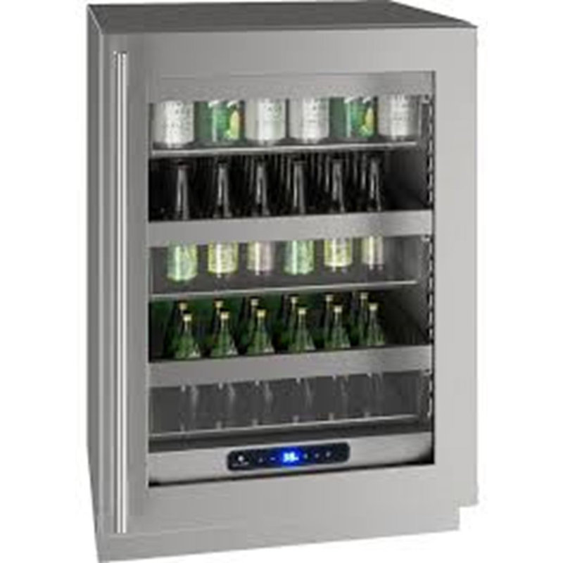 U-Line 23.625'' W Built-In 148 Cans (12 oz.) 5.2 Cubic Feet Beverage Cooler with Reversible Glass Door