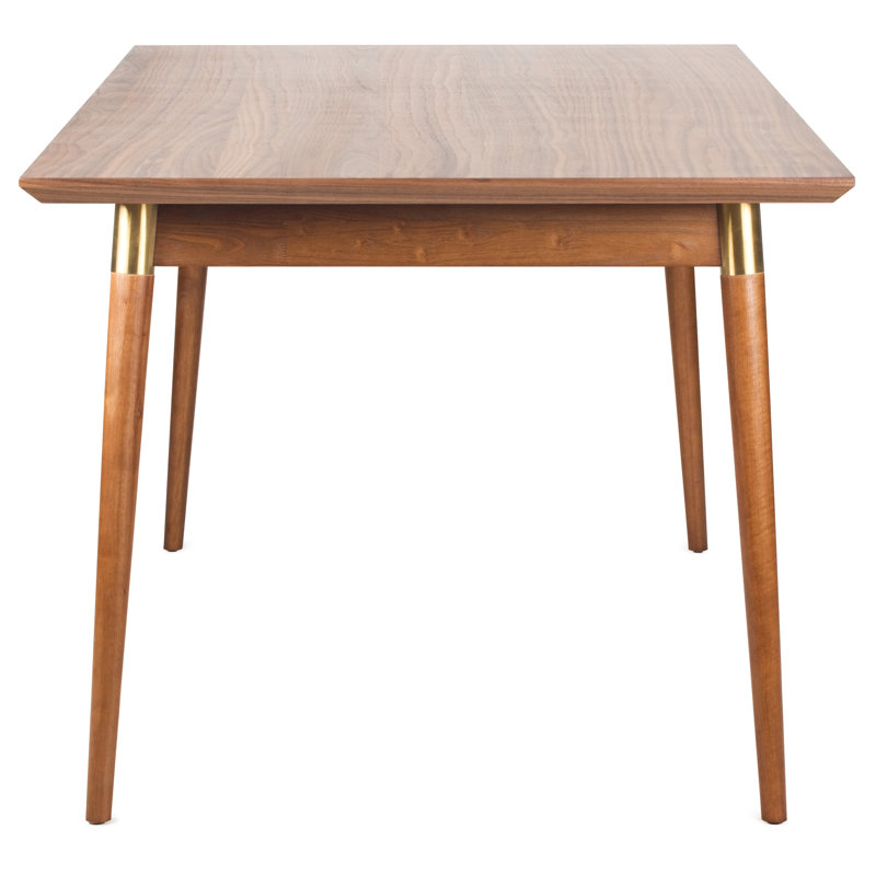 Table de salle à manger en bois de noyer 69 po Meridian, Noyer naturel / tube doré