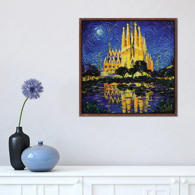 Sagrada Familia Barcelona Mirrored by Mona Edulesco - Painting on Canvas