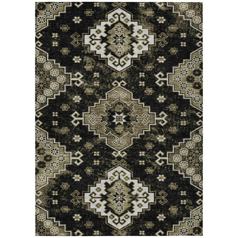 Tapis intérieur lavable 10 pi x 14 pi ivoire et taupe