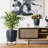 Set of 2 Concrete Effect Round Flower Pots on Metal Stands, Round Indoor Plant Pot Stands for Indoor Plants: D24 H35 cm, with Inner Top D20 cm + D30 H50 cm, with Inner Top D26 cm