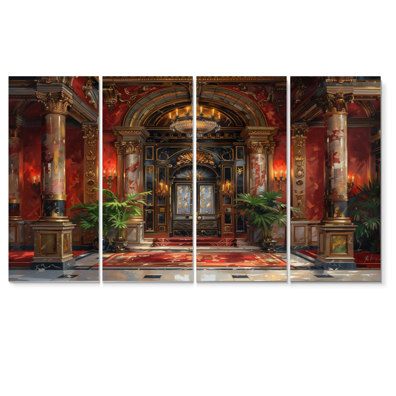 Ensemble de décoration murale rouge et or pour hôtel - hôtel et loges, H 28 po x l 48 po