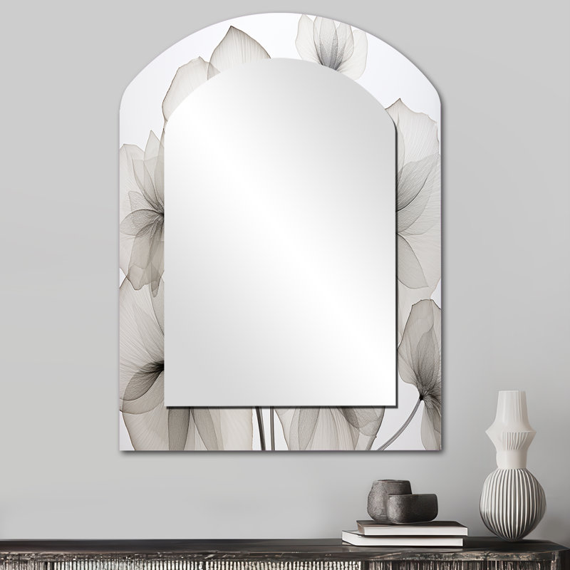 Miroir mural noir et blanc Morning Glory Speed - Morning Glory Arch, miroir asymétrique traditionnel, impression sur métal