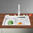 Oukaning Modern Rectangular Kitchen Sink with Single Bowl and Faucet-106895429