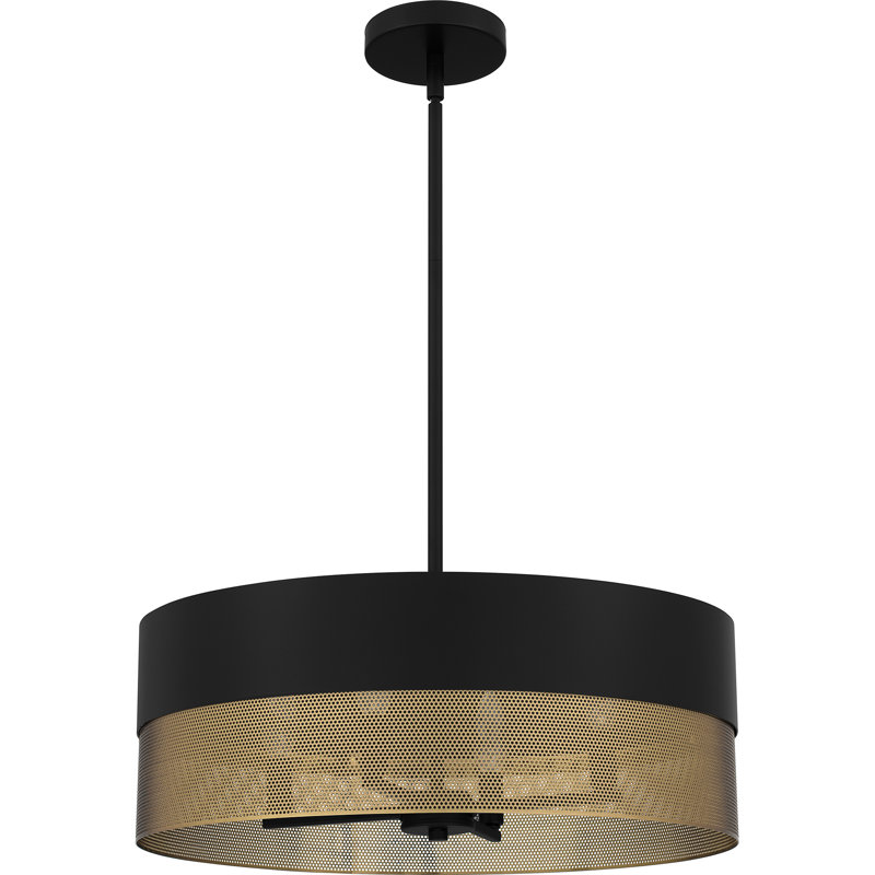 Luminaire suspendu 4 lumières Samedin, Noir mat