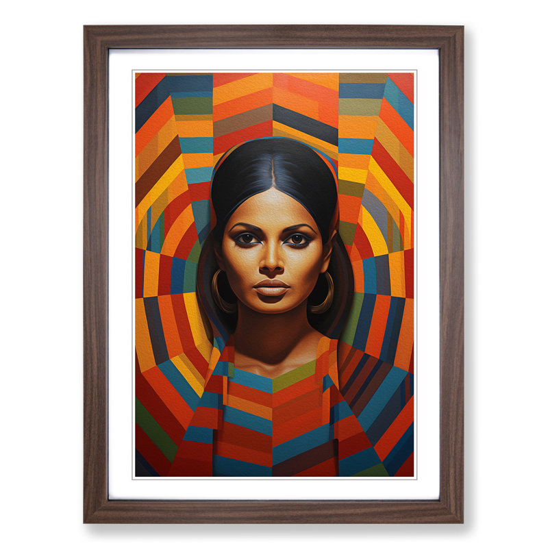 Indian Woman Op - Framed Print, Walnut Framed, 64cm H x 46cm W x 2cm D